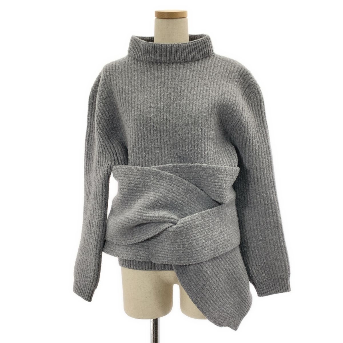 BALENCIAGA / バレンシアガ | 2way リブ 変形 クルーネック ニット BALENCIAGA / バレンシアガ | 2way リブ 変形 クルーネック ニット