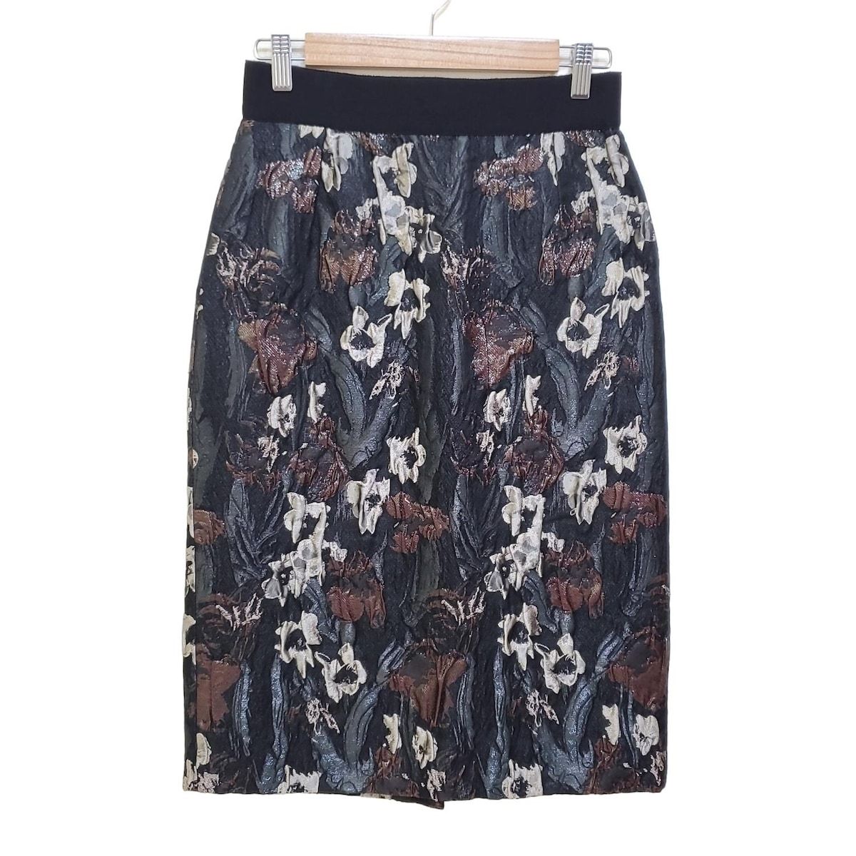 DOLCE GABBANA ドルチェアンドガッバーナ スカート サイズ40 M レディース 黒 ボルドー マルチ 花柄