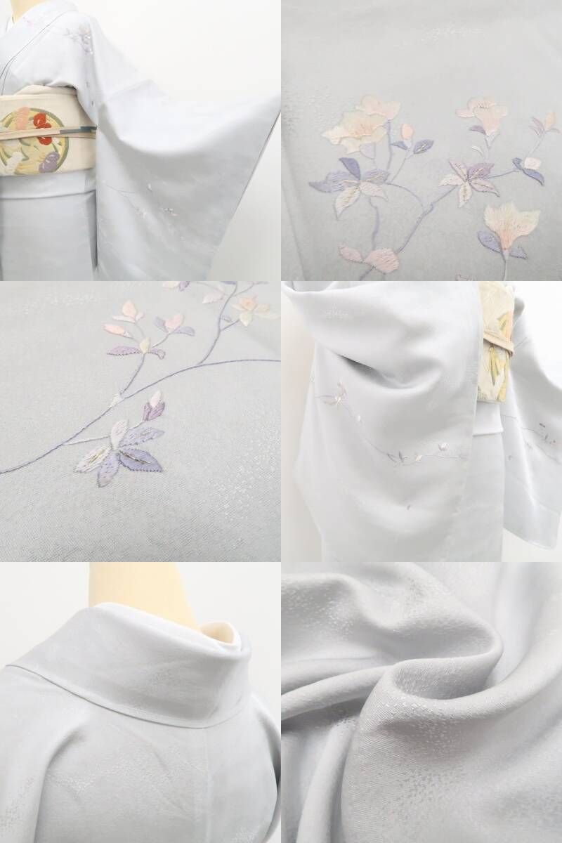 ❁tomihisa❁新品 山口美術織物 落款 総刺繍 着物 正絹 仕付け糸付