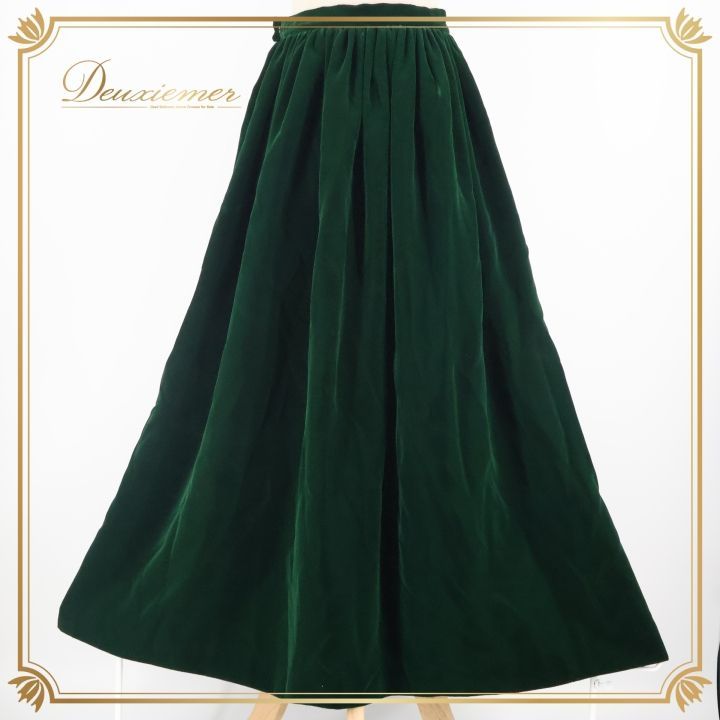 フラダンス 衣装 スカート グリーン系 ベロア生地 ワンカラー かわいい 高級感 上品 綺麗 華やか 鮮やか ベロア ハワイアン アロハ フラ ダンス レッスン 練習 深いグリーン 大人っぽい おし