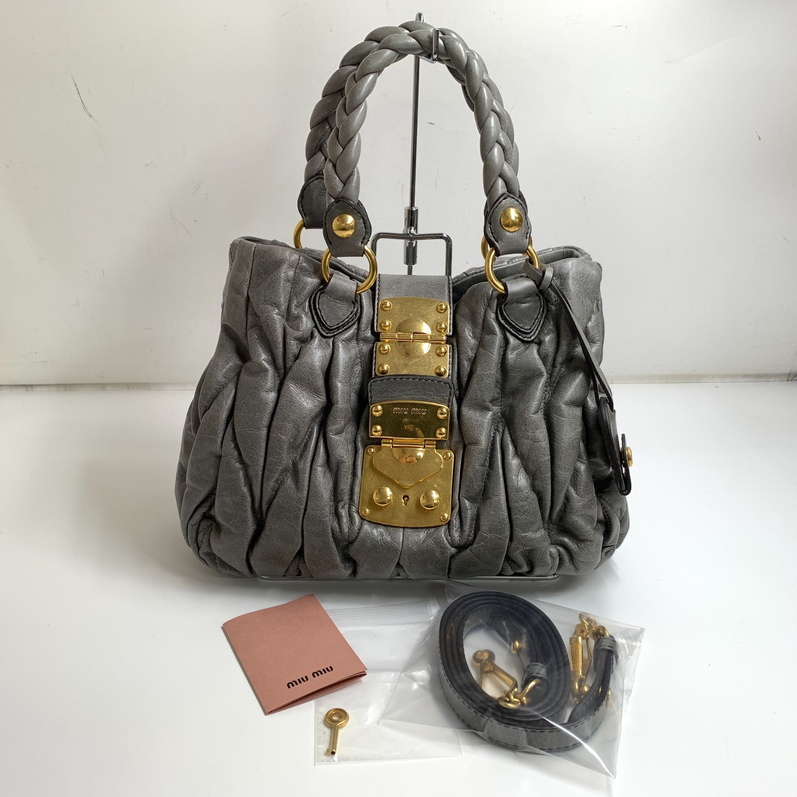 f001 L miumiu ミュウミュウ マテラッセ 2way ハンドバッグ ショルダー 
