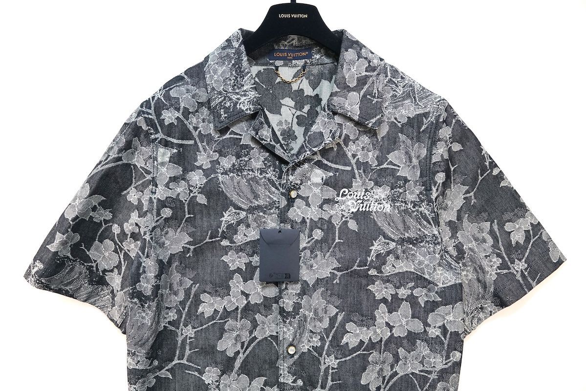 LOUIS VUITTON ルイヴィトン ジャカード デニム ショート スリーブ シャツ XLサイズ インディゴ RM 242 MM LJG HRS 25 W