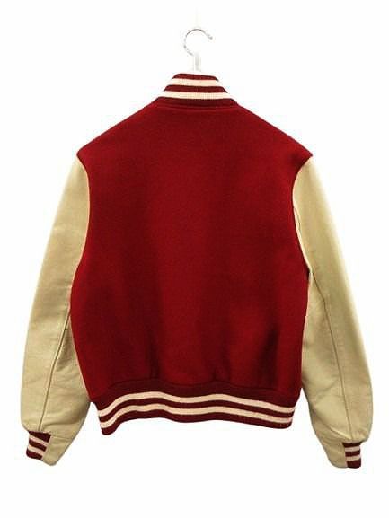 ゴールデンベア GOLDEN BEAR スタジャン 袖レザー 切替 USA製 M レッド