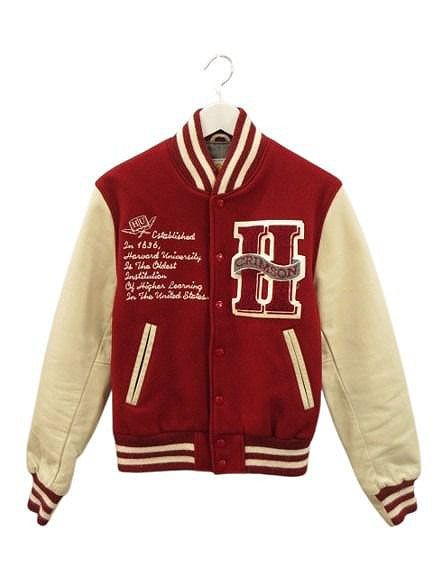 ゴールデンベア GOLDEN BEAR スタジャン 袖レザー 切替 USA製 M レッド