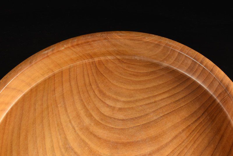 蔵A 2324 d 民藝 本欅刳り貫き盆 丸盆 34 5ｃｍ 鳥取民芸
