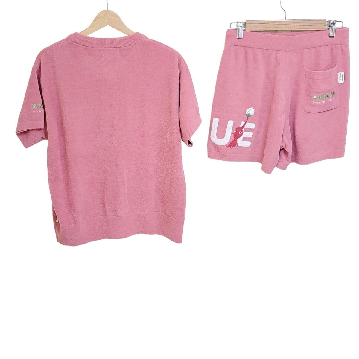 gelato pique ジェラートピケ レディースパンツセットアップ レディース - ピンク×白×マルチ pikmin ウエストゴム