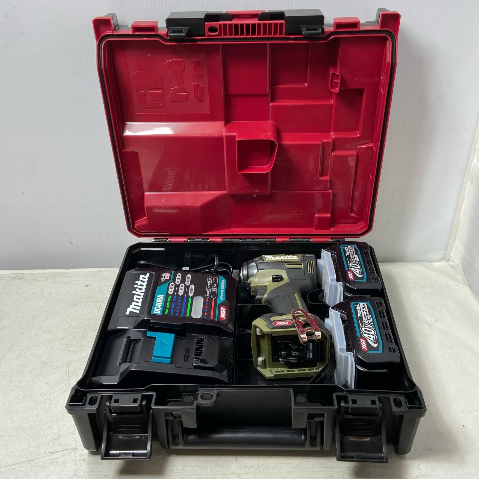 ΦΦMAKITA マキタ フルセット バッテリBL 4025 2 充電器DC 40 RA ケース付 V 充電式インパクトドライバ オリーブ