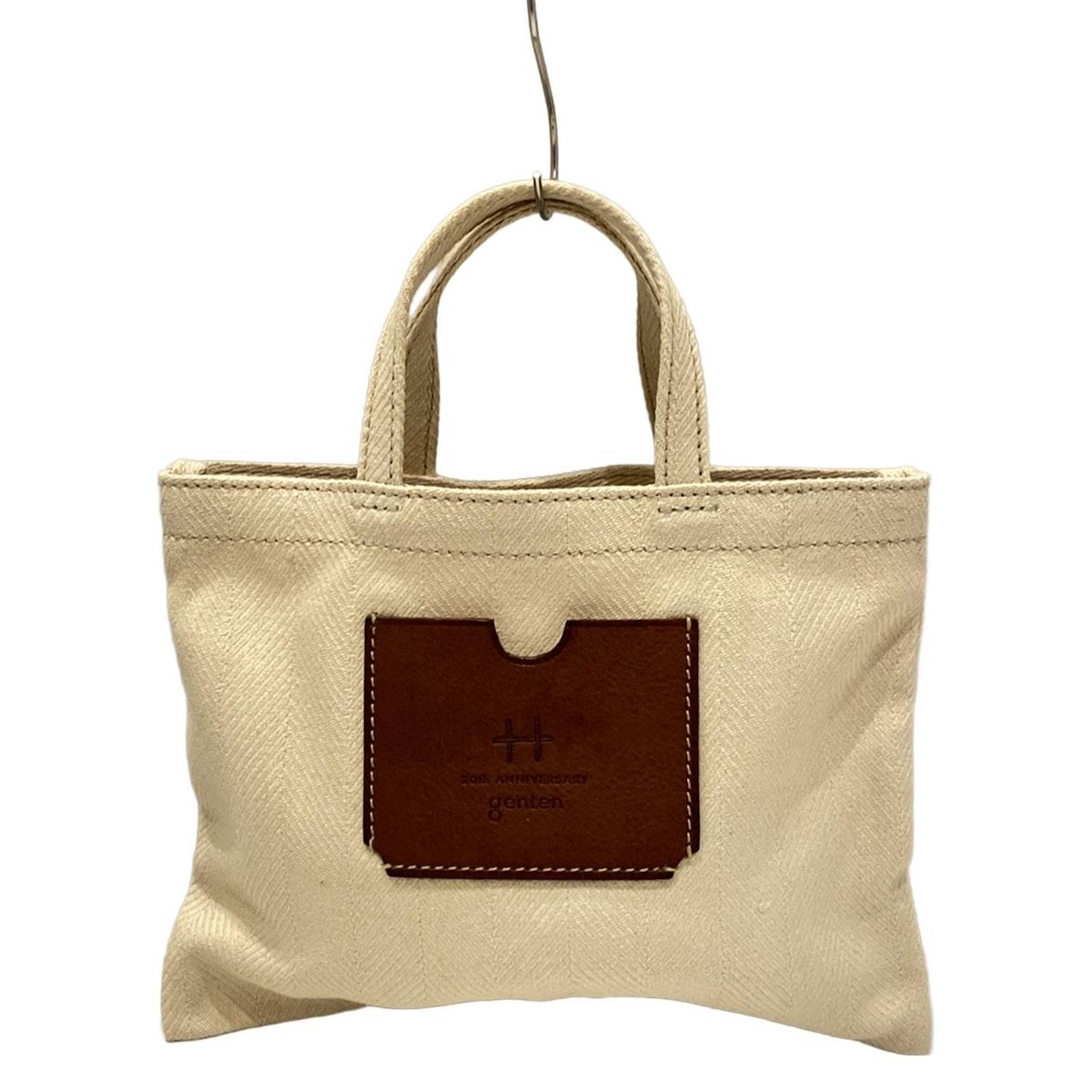 genten(ゲンテン) トートバッグ - アイボリー×ダークブラウン ミニ