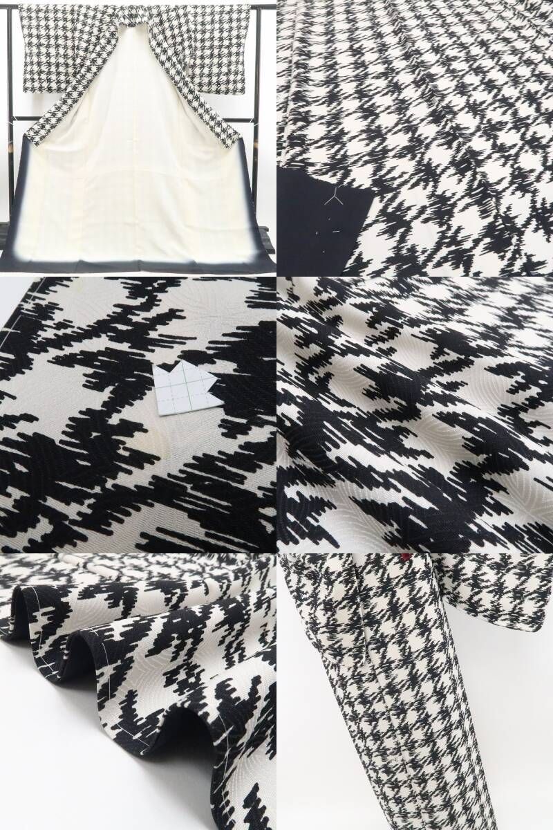 千鳥格子にお洒落心を託して 小紋