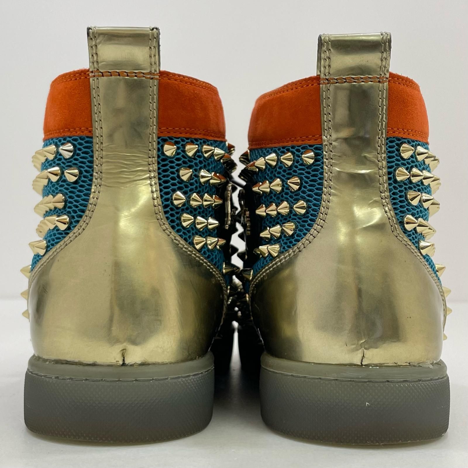 【中古】Christian Louboutin | クリスチャンルブタン スパイクスタッズ ハイカット スニーカー 靴 3150568 ブルー×オレンジ マルチカラー サイズ：42【尾張小牧店】 中古】Christian Louboutin | クリスチャンルブタン スパイクスタッズ
