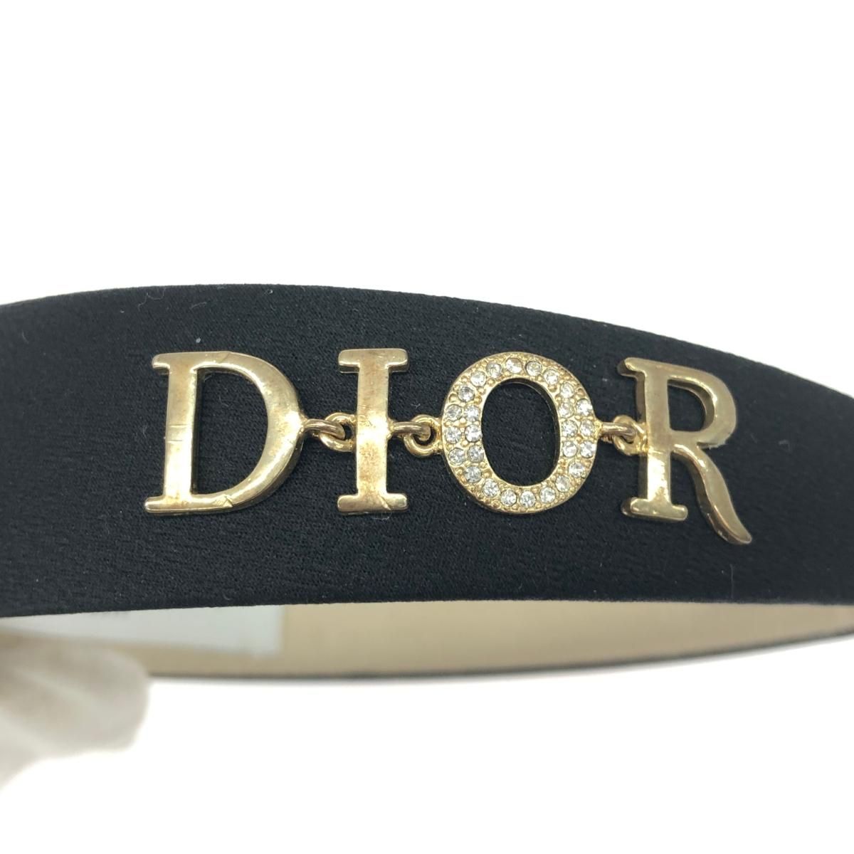 Christian Dior クリスチャンディオール カチューシャ サテン/ゴールド