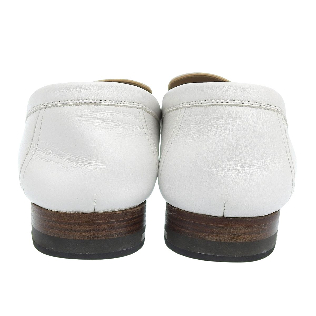 HERMES エルメス モカシン パリ ホワイト白 レザー ゴールド金具 フラットシューズ ローファー アパレル ファッション 革靴 くつ シューズ レディース アラモード