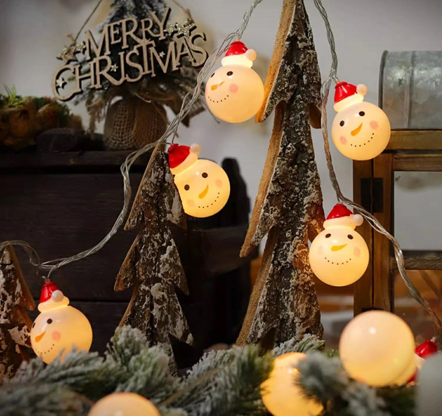 クリスマス イルミネーション ライト 雪だるま ガーランド 電飾 ツリー