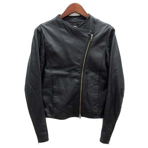 LE CIEL BLEU 羊革　ライダーズジャケット　美品 ルシェルブルー LE CIEL BLEU ノーカラー ラムレザー ライダース