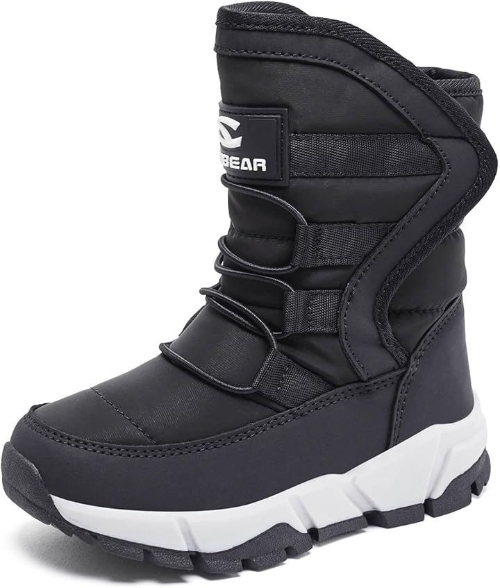 くもにせ(kumonice) スノーブーツ キッズ 男の子 スノーシューズ 女の子 長靴 ジュニア 子供 防水 防寒 雪遊び 雪用 冬 ウインターブーツ (01ブラック，  17.0 cm 2.5E)