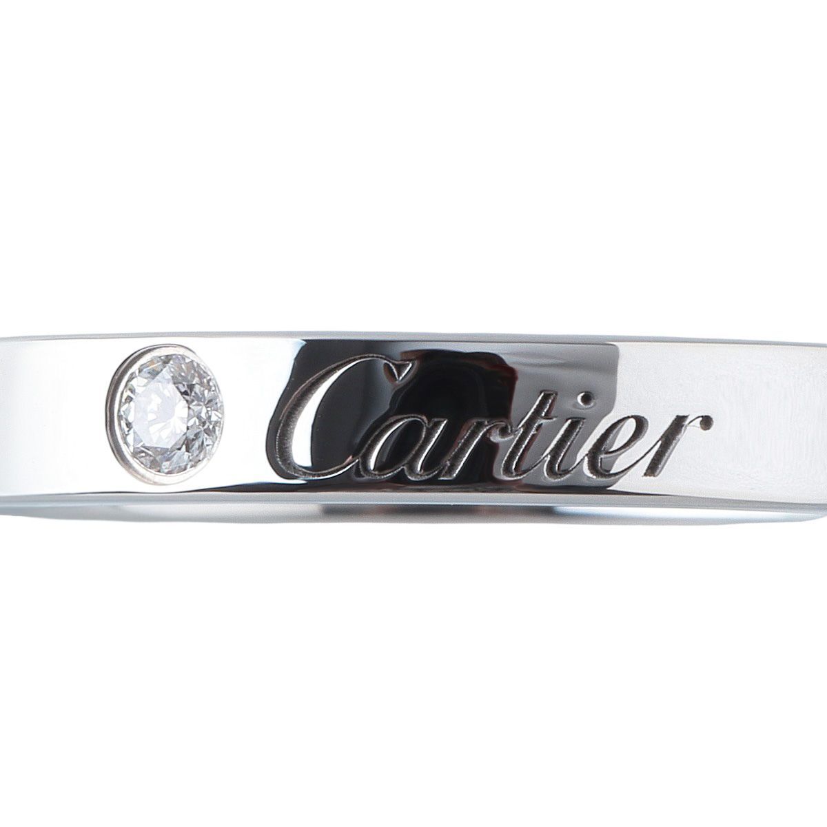 カルティエ ダイヤ リング エングレーブド Cドゥカルティエ 1PD #50 幅