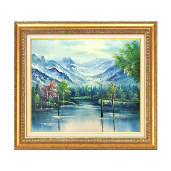 迫力ある大きい油絵 〕 油絵額 F10号サイズ 高木タケシ 「自然の調和