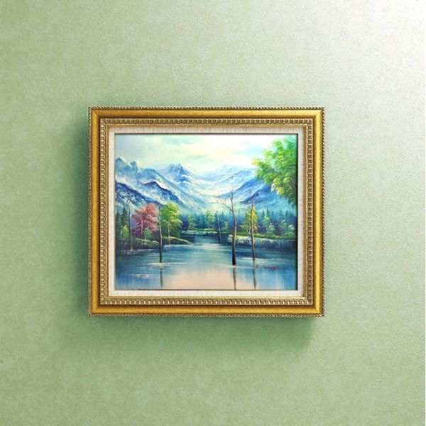 迫力ある大きい油絵 〕 油絵額 F10号サイズ 高木タケシ 「自然の調和