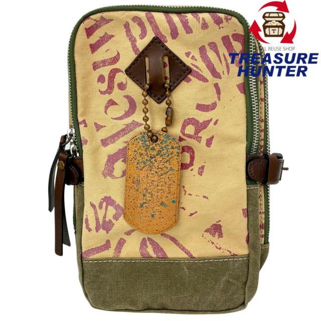 美品 Vivienne Westwood ショルダーバッグ ボディバッグ 総柄 Vivienne Westwood 総柄 ボディバッグ キャンバス×レザー カーキ