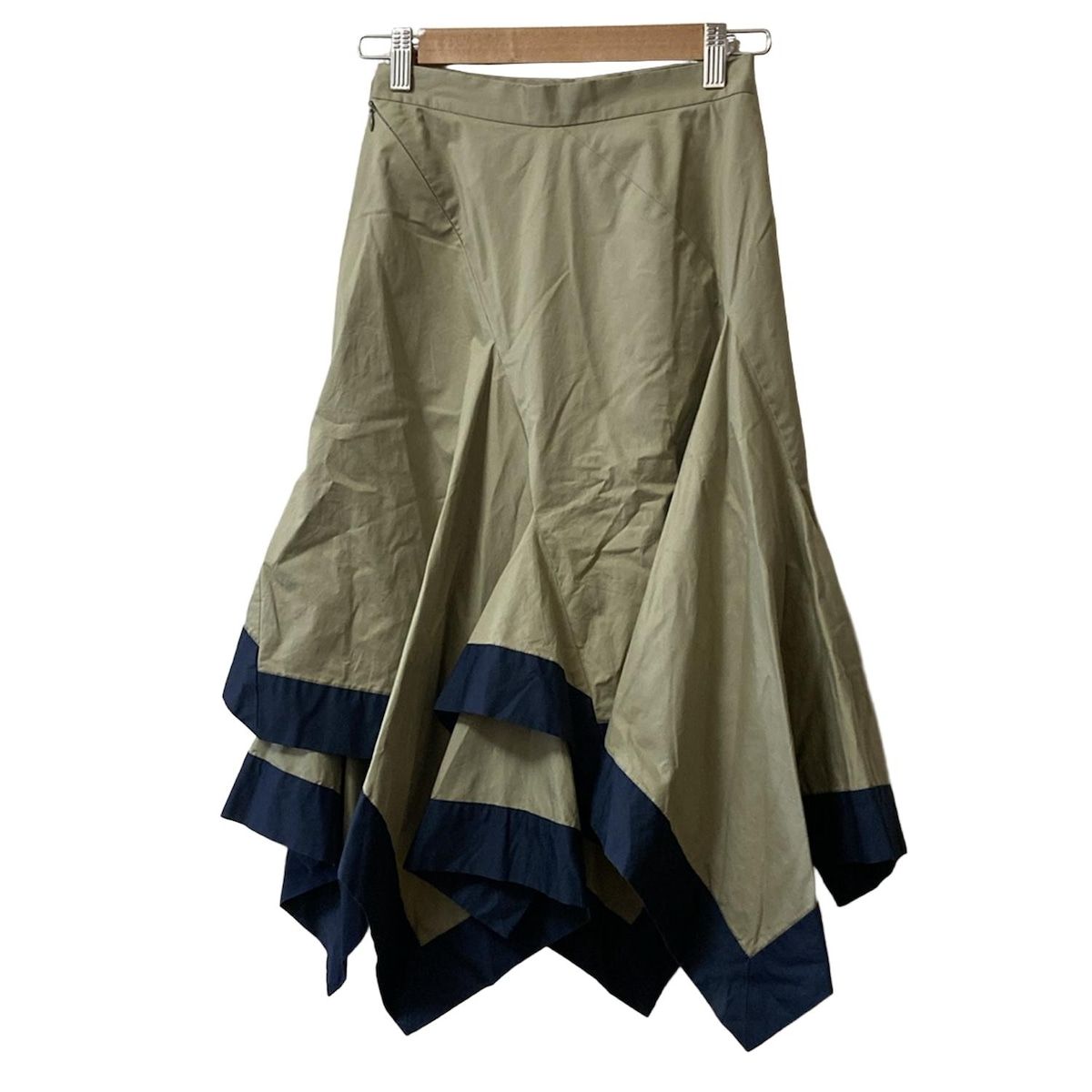 ヴィヴィアンウエストウッドレッドレーベル スカート サイズ2 M レディース - ベージュ×ネイビー ひざ丈 変形デザイン