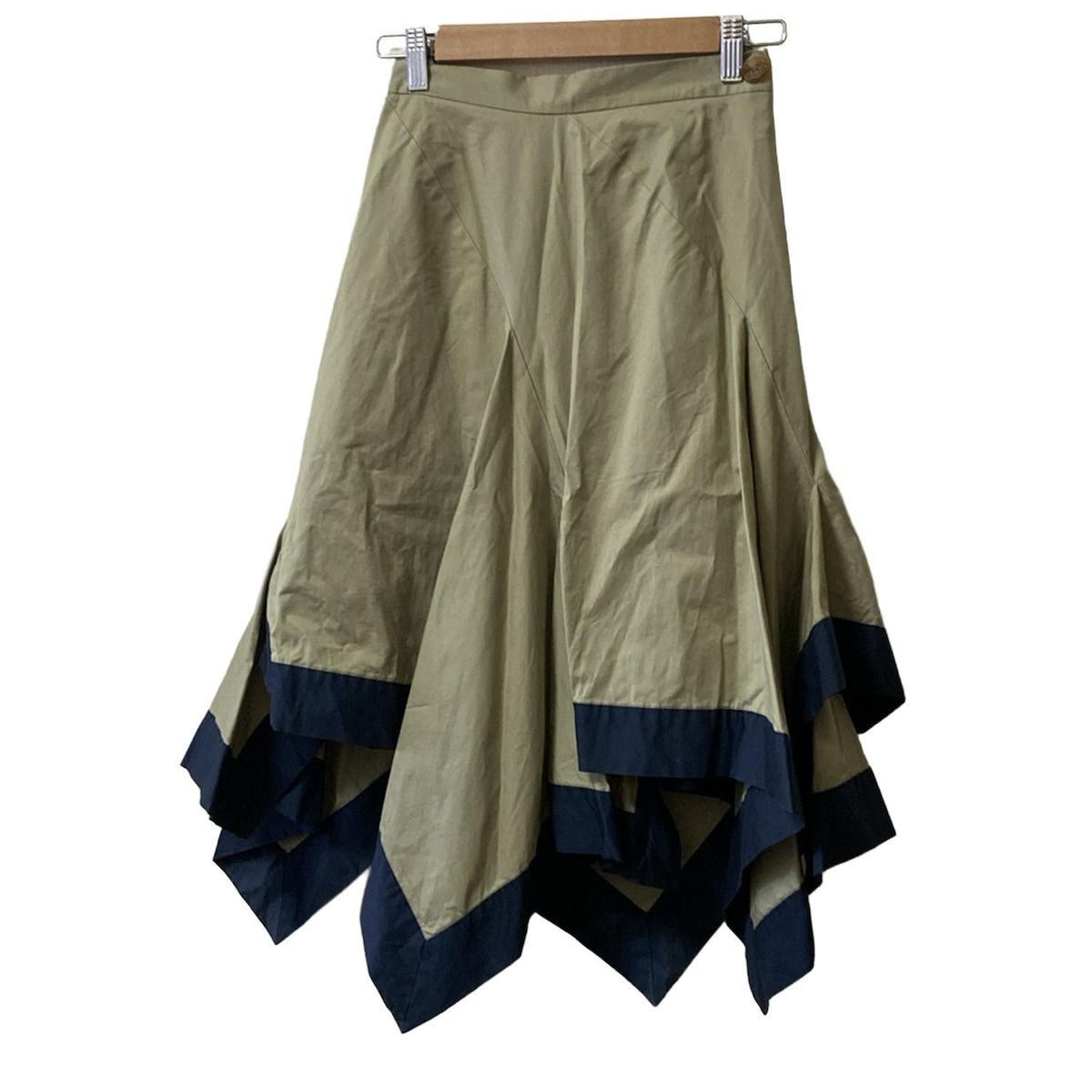 ヴィヴィアンウエストウッドレッドレーベル スカート サイズ2 M レディース - ベージュ×ネイビー ひざ丈|変形デザイン