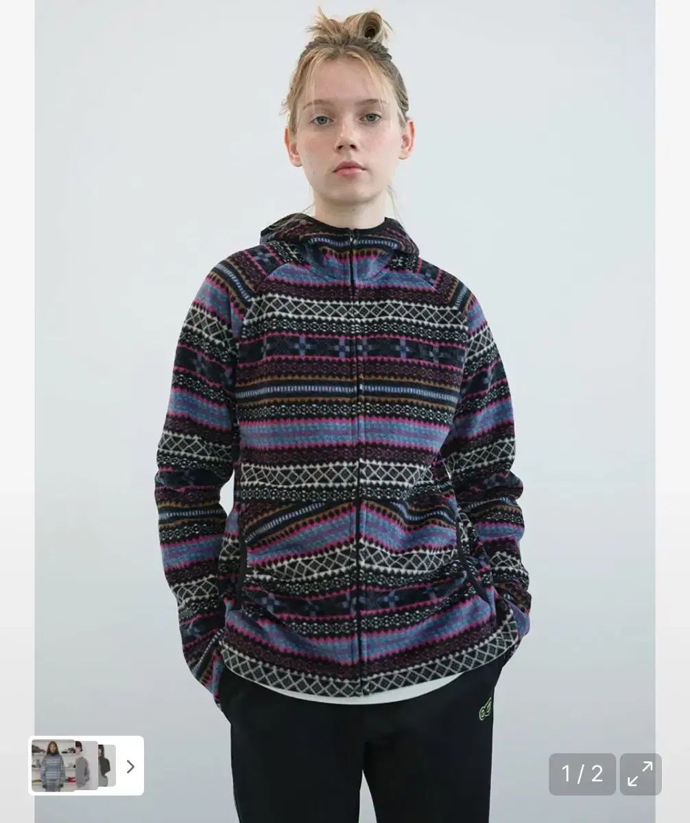 エンゾーブルース シャーリング ポケット フリース ジップアップ フーディー Multi