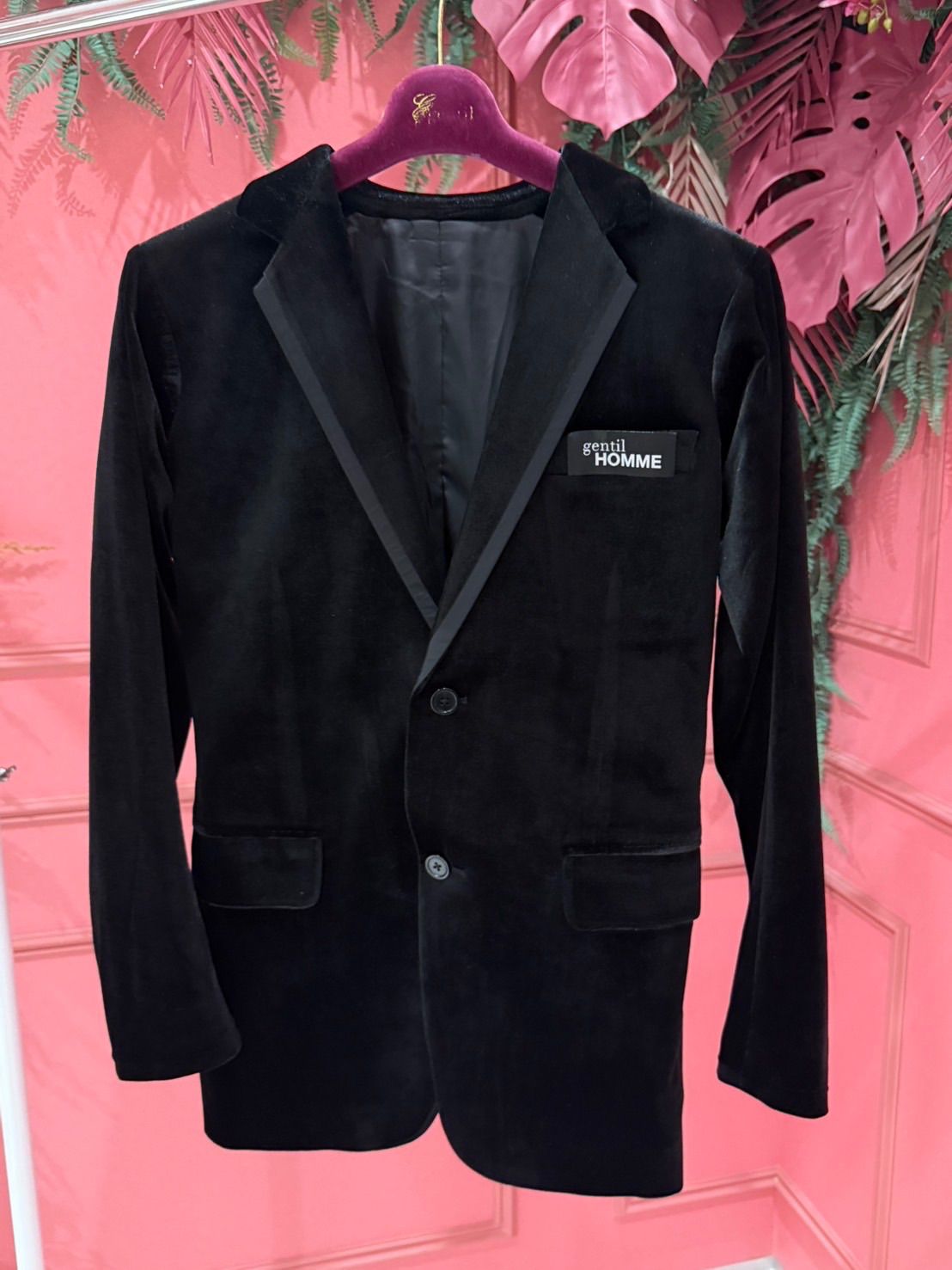 gentil ジャンティ HOMME 社交ダンス ウェア メンズ ジャケット パンツ ベロア ブラック 上下セット
