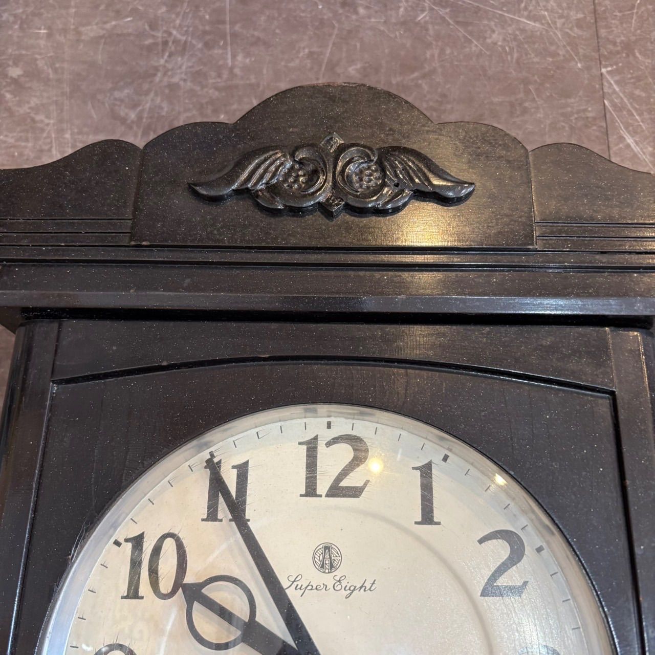 super eight/振り子柱時計】木製 ネジ巻き 大きい レトロ ジャンク品