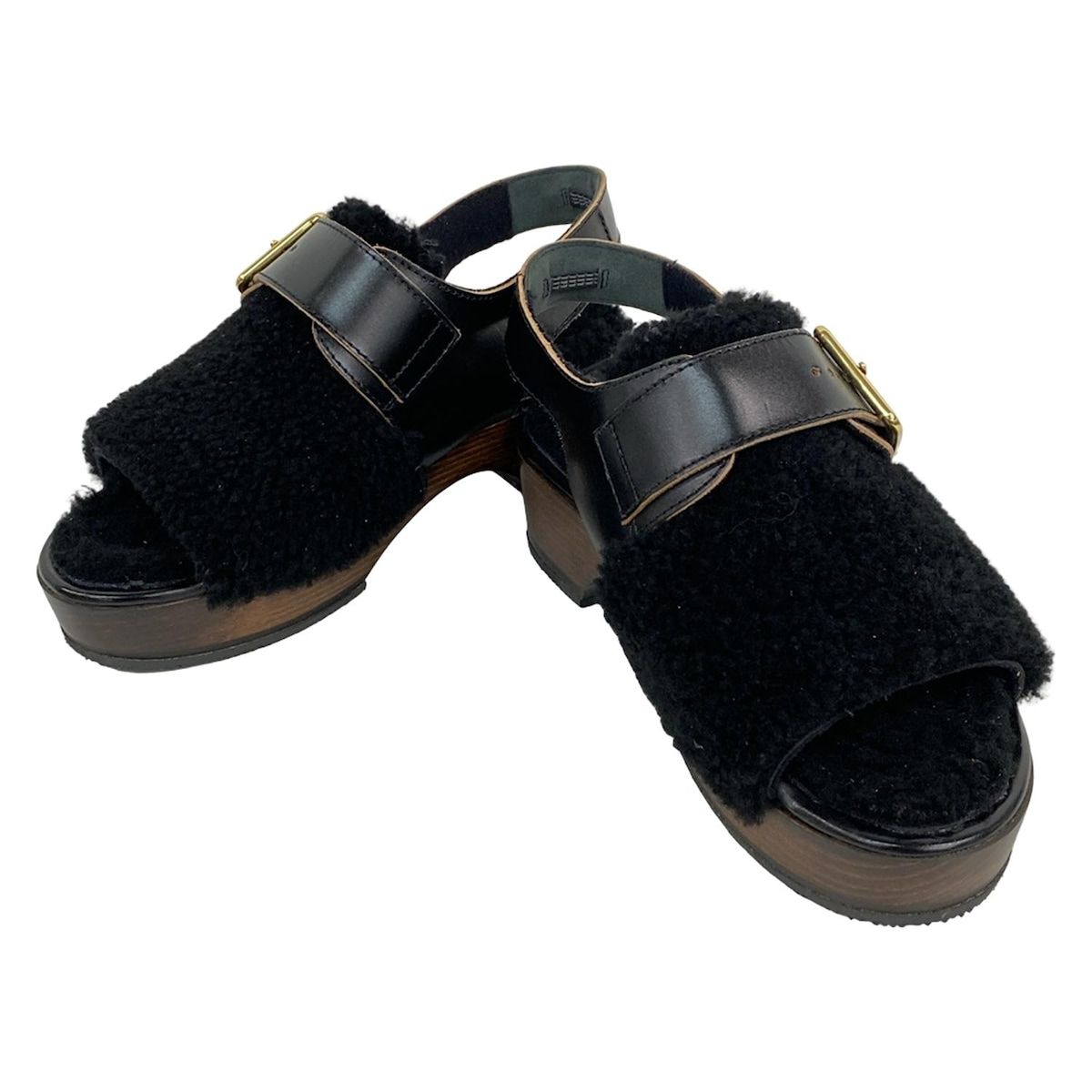 MARNI マルニ サンダル 36 レディース - 黒 レザー ムートン