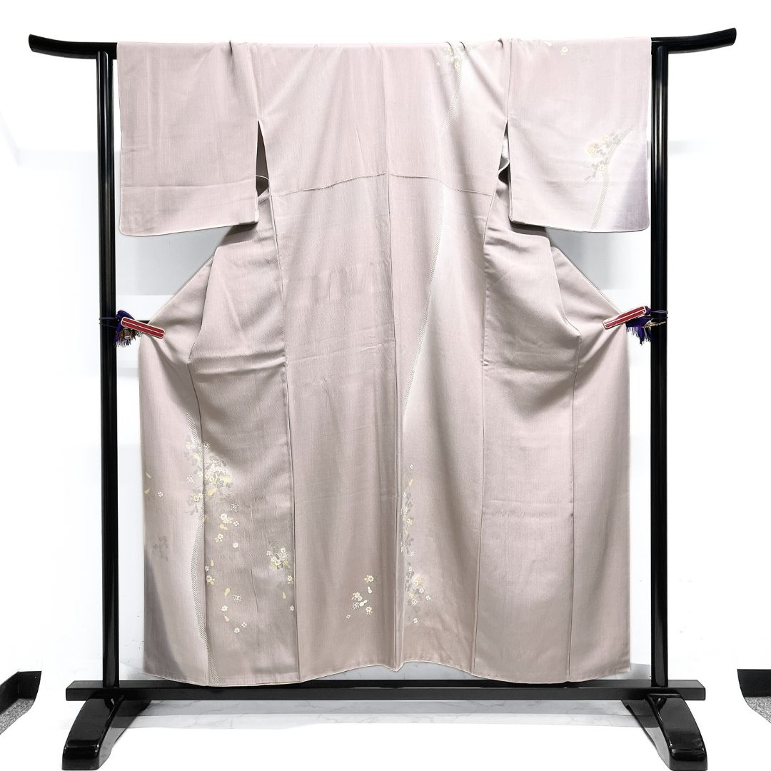 付け下げ 撫子 瓢箪 菊 鹿の子 流線 紋無し 着物 122 b d ms