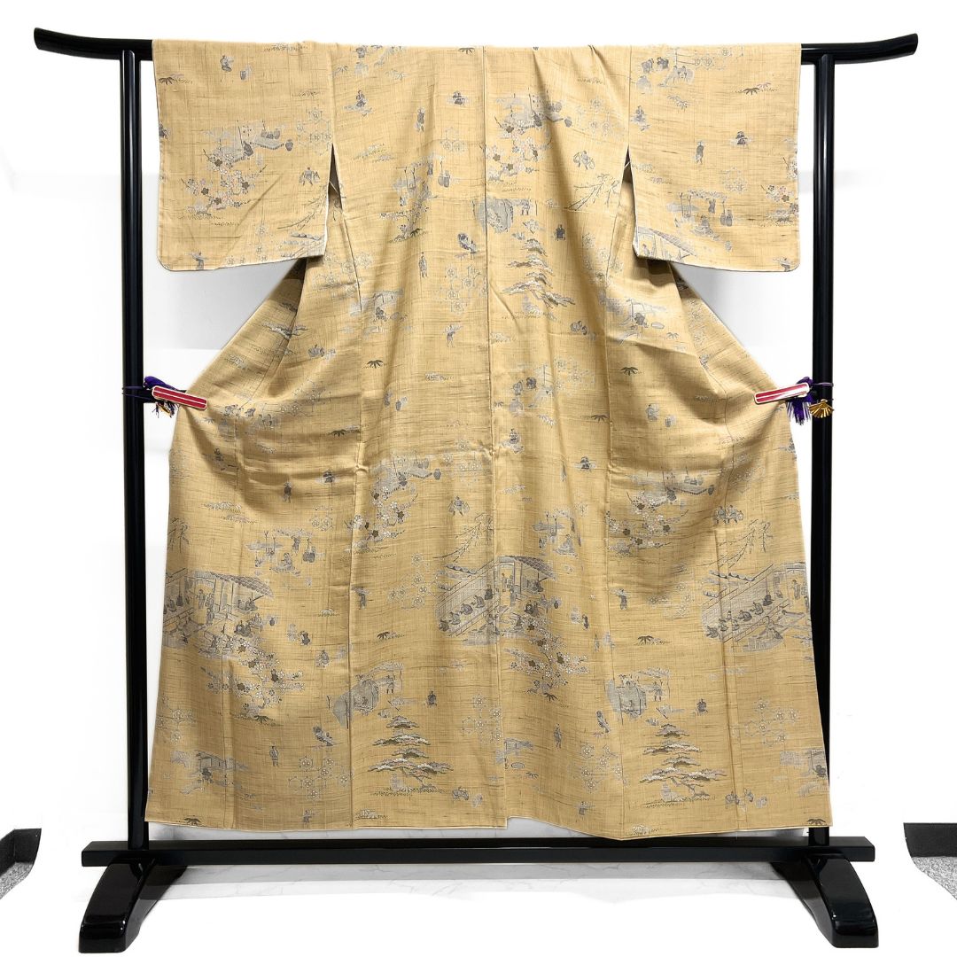 小紋 しょうざん紬 人物模様 風景 亀甲 梅 桜 着物 122 b d ms