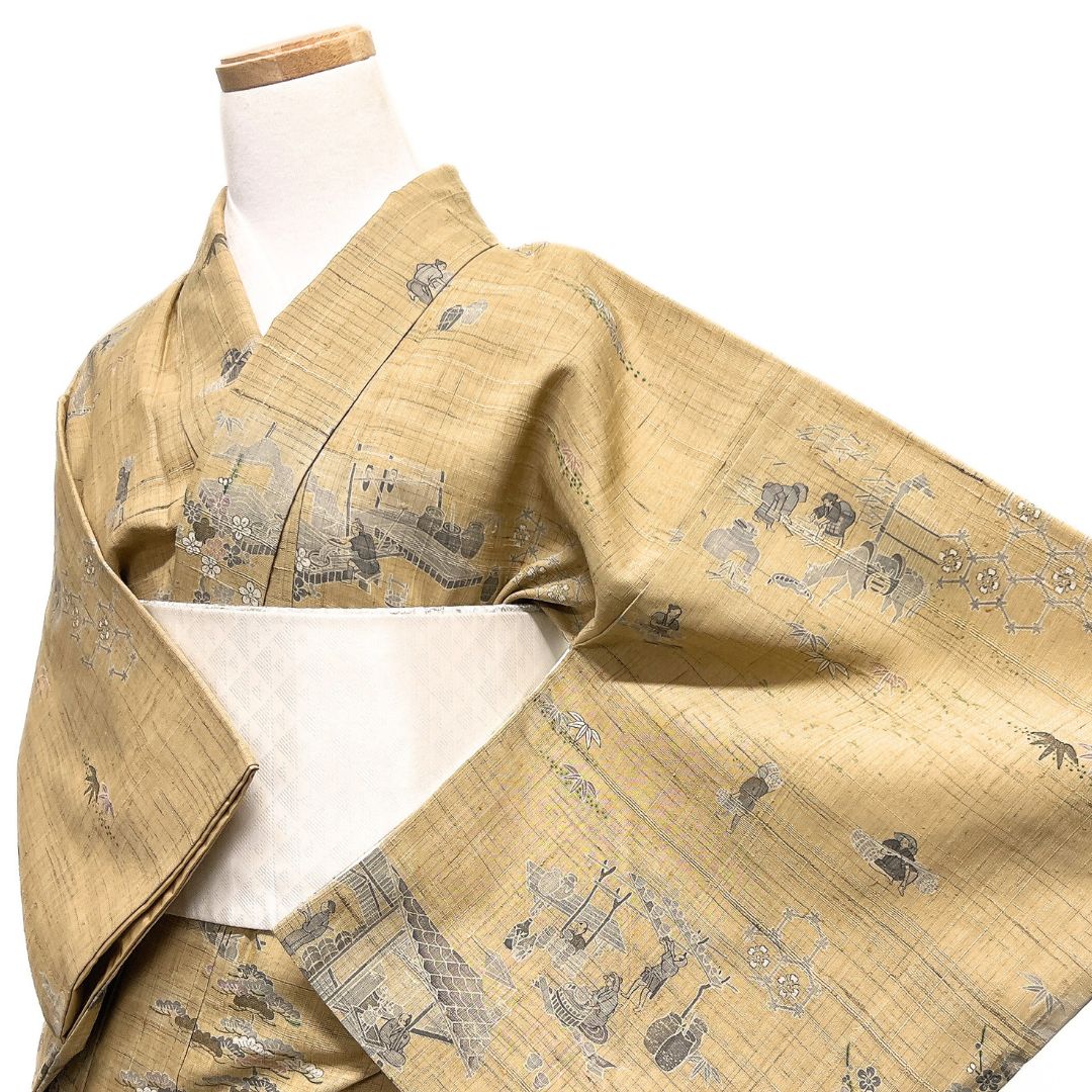 小紋 しょうざん紬 人物模様 風景 亀甲 梅 桜 着物 122 b d ms