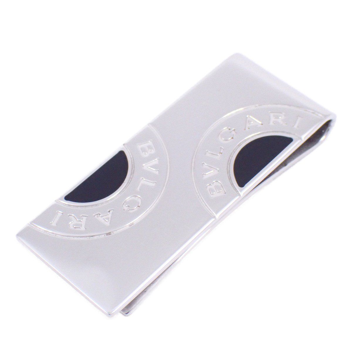 BVLGARI ブルガリブルガリ ロゴ マネークリップ シルバー925|ブラックエナメル