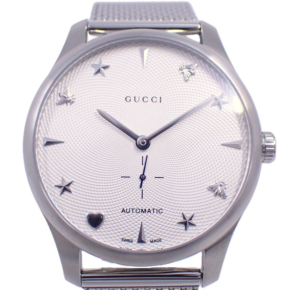 グッチ 126.3 Gタイムレス 自動巻き メンズ 腕時計 白文字盤 純正SS