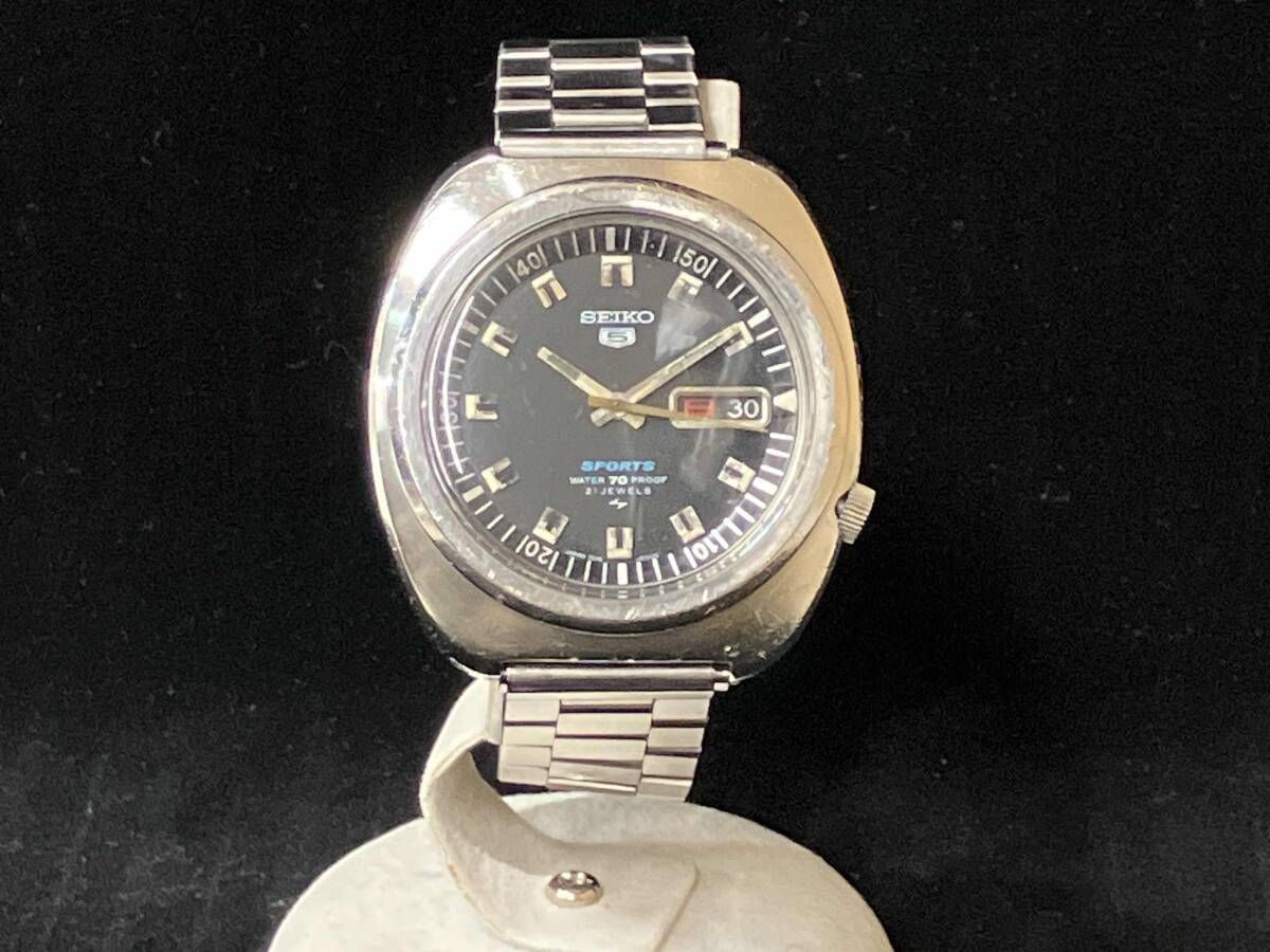 現状稼働品 SEIKO セイコー 5 7019 6000 自動巻き 腕時計 文字盤ブラック