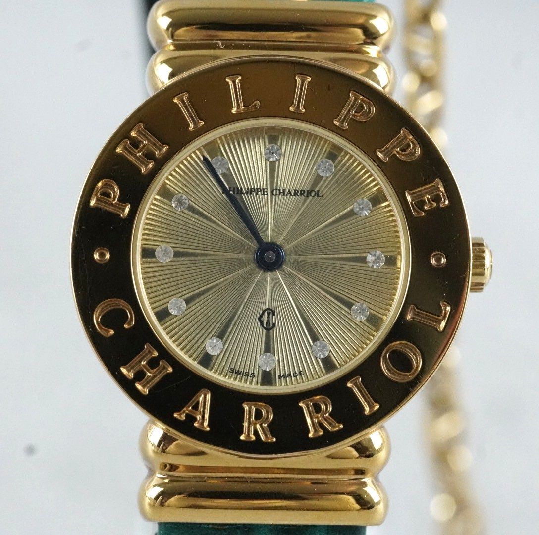 【電池交換済】フィリップ シャリオール 腕時計 18金ベゼル レディース 新品電池交換済】PHILIPPE CHARRIOL フィリップシャリオール