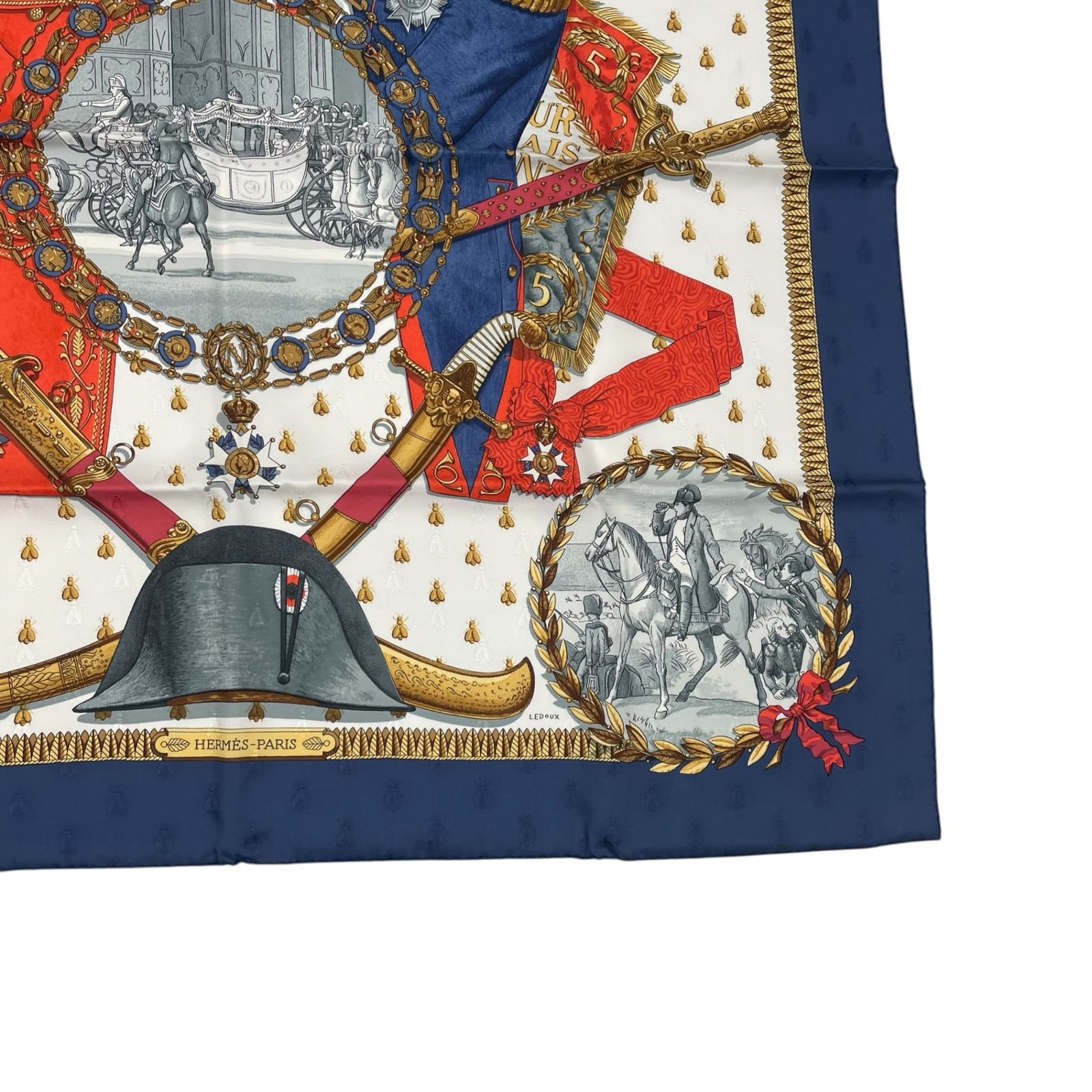 極美品 HERMES エルメス スカーフ シルク100％ カレ90 NAPOLEON HERMES