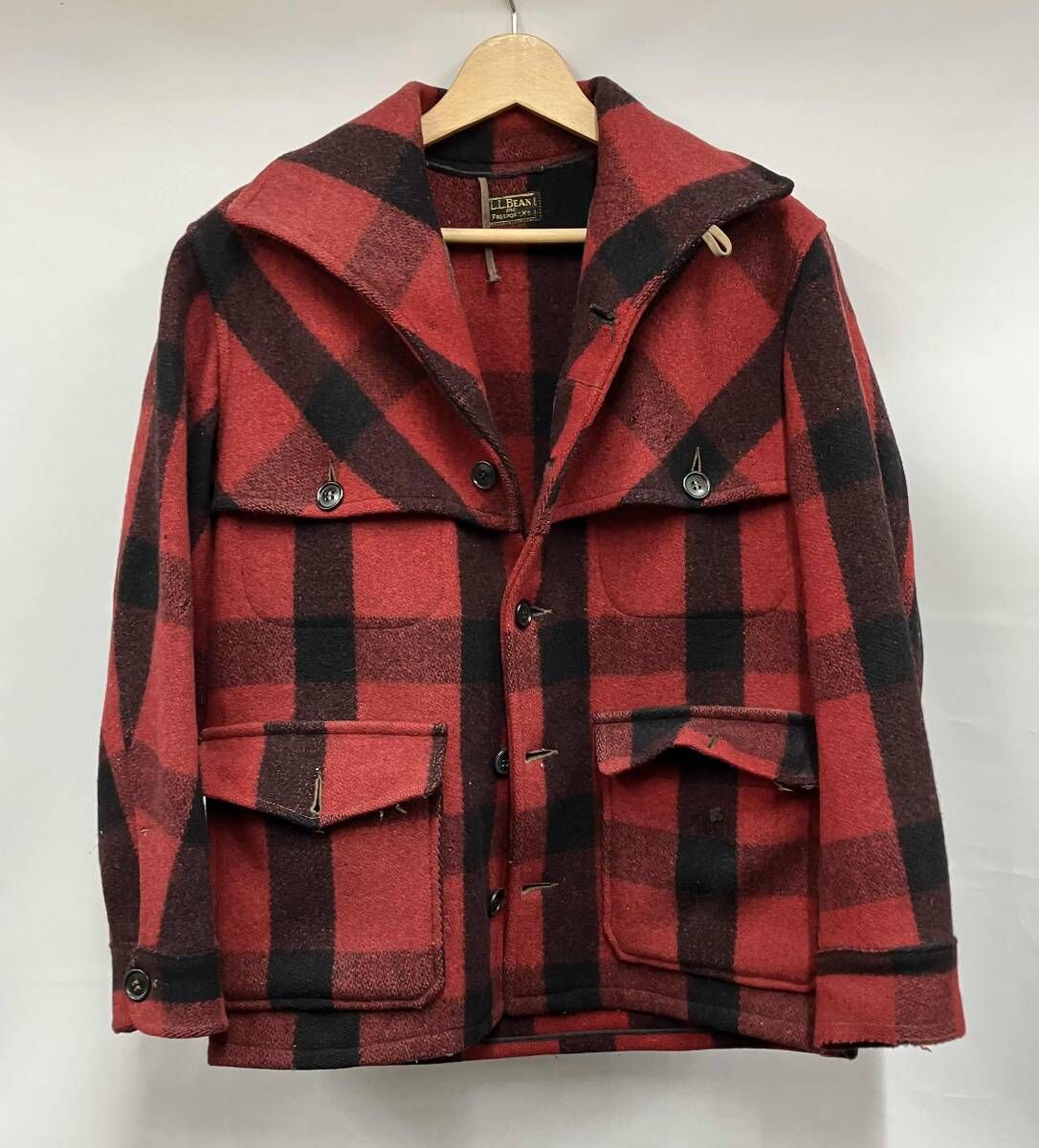 L.L.Bean 1930 s Vintage ダブルマッキーノ ジャケット 虫食い有り ポケット.左袖ボタン