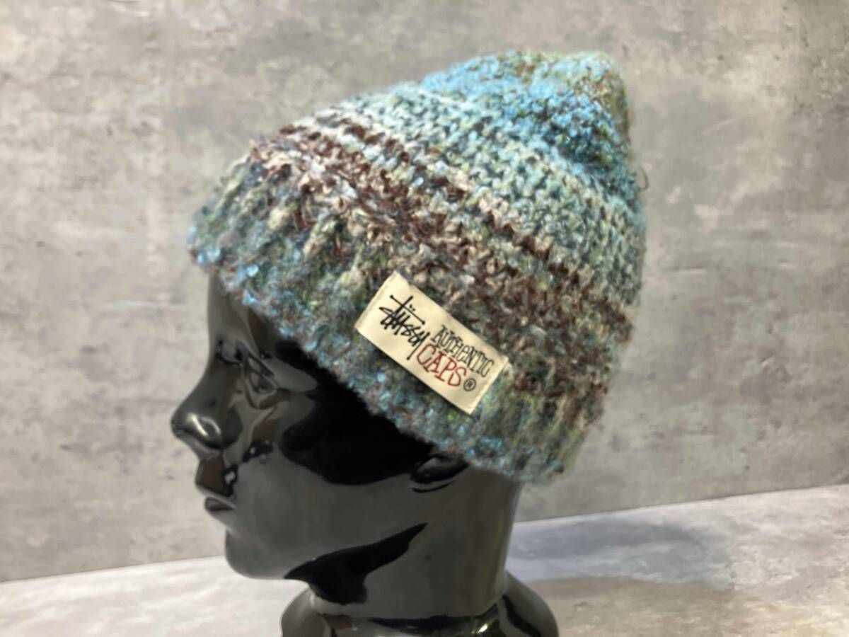 STUSSY Caps multicolored knit マルチ ニット帽 ブルー系 ステューシー オーセンティック