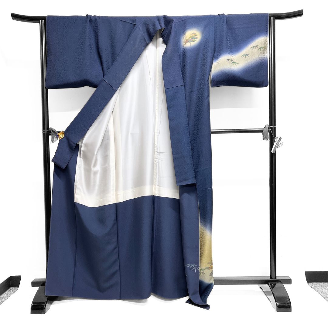  作家もの 付け下げ 風景模様 竹 松 舟 紋無し 着物 122 b d ms 訪問着 付け下げ 着物