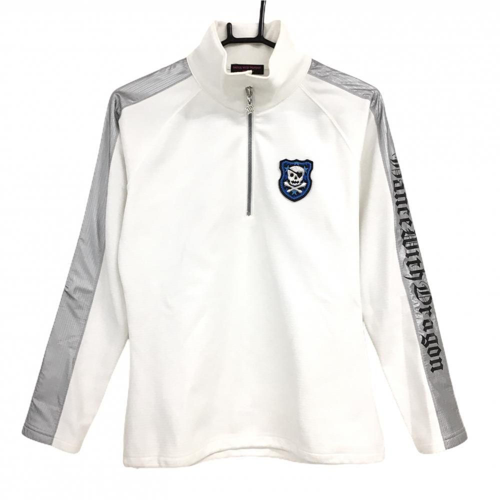 ダンスウィズドラゴン 長袖ハイネックシャツ✨お値下げ中✨ ダンスウィズドラゴン 長袖ハイネックシャツ 白×シルバー 袖ライン