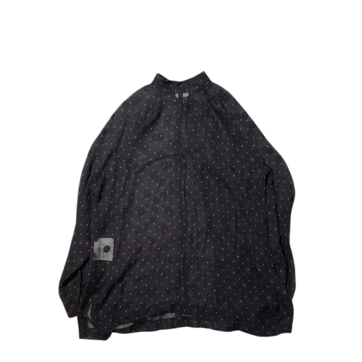 COMME des GARCONS 長袖シャツ ブラウス ドット柄 シースルー チャイナ XSサイズ ブラック GE-J 029 コムデギャルソン