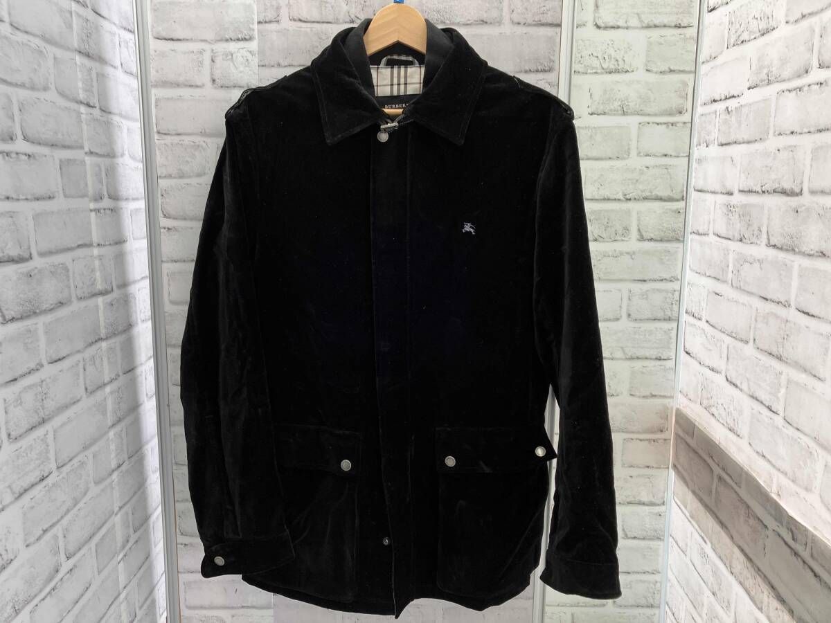 BURBERRY BLACK LABEL/ベロアジャケット/Lサイズ/ブラック/内側
