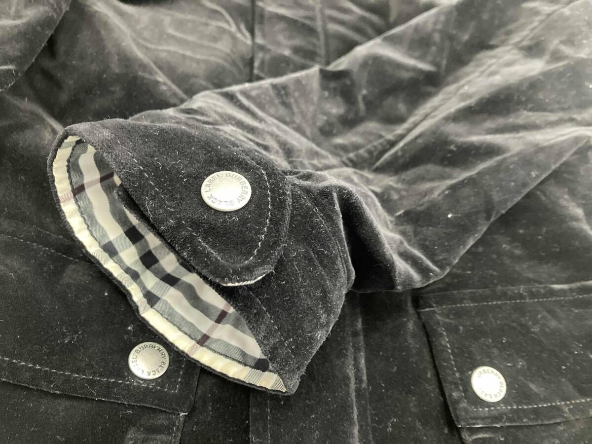 【美品】バーバリー　BLACK LABEL BURBERRY BLACK LABEL/ベロアジャケット/Lサイズ/ブラック/内側