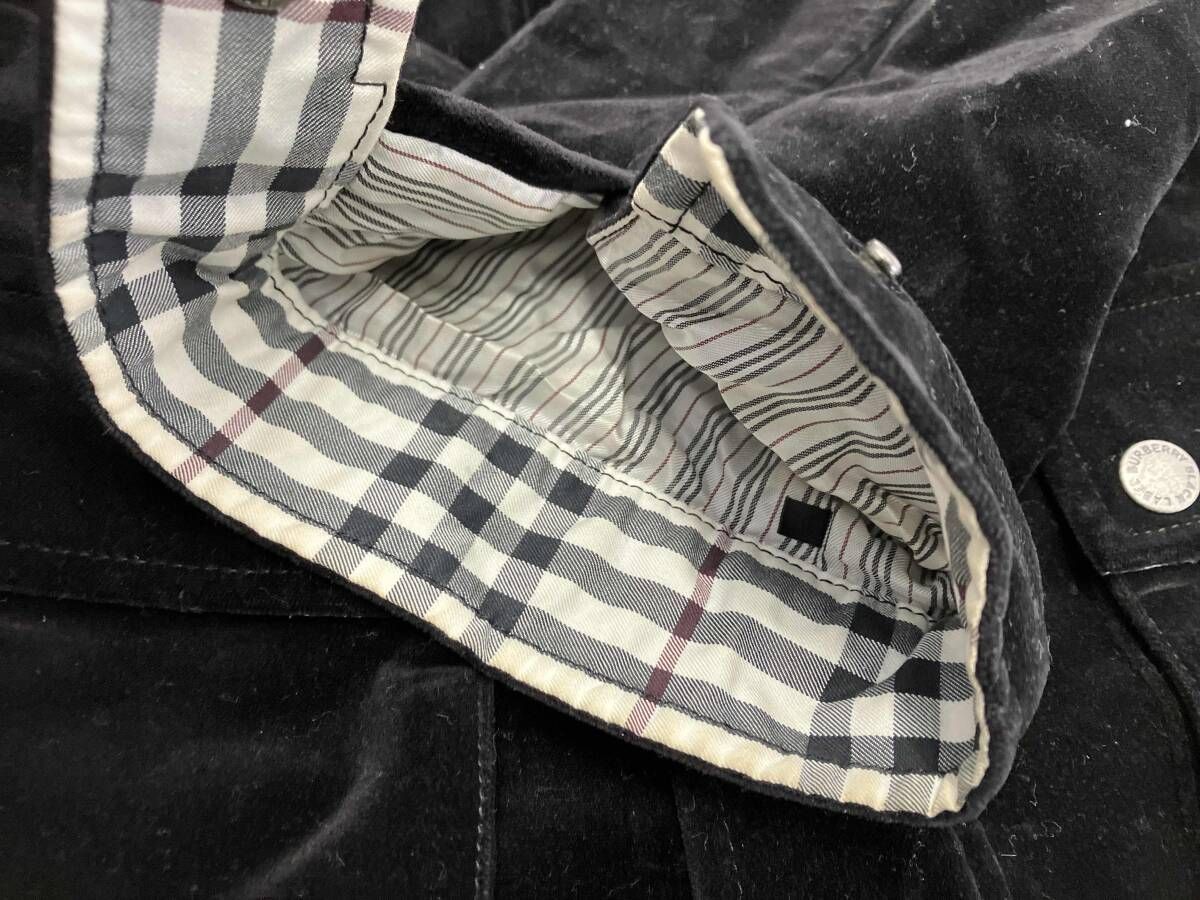 BURBERRY BLACK LABEL/ベロアジャケット/Lサイズ/ブラック/内側