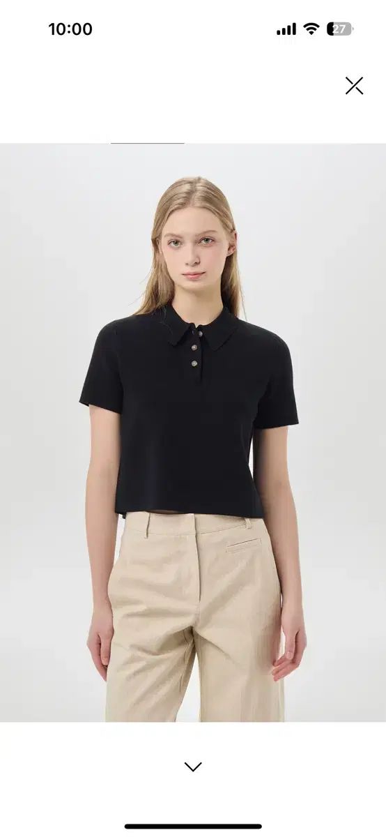 The HANDSOME Club Monaco ブラック ウール クロップド 半袖 トップス