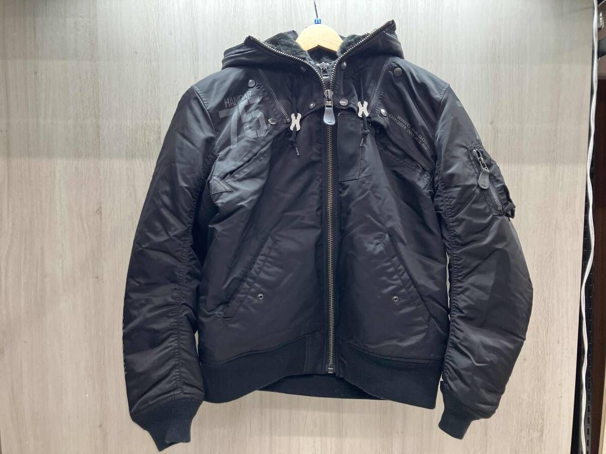 AVIREX MA-1 6182195 アヴィレックス フライトジャケット フード牛革使用 上野商会 フード脱着 リブ毛玉あり