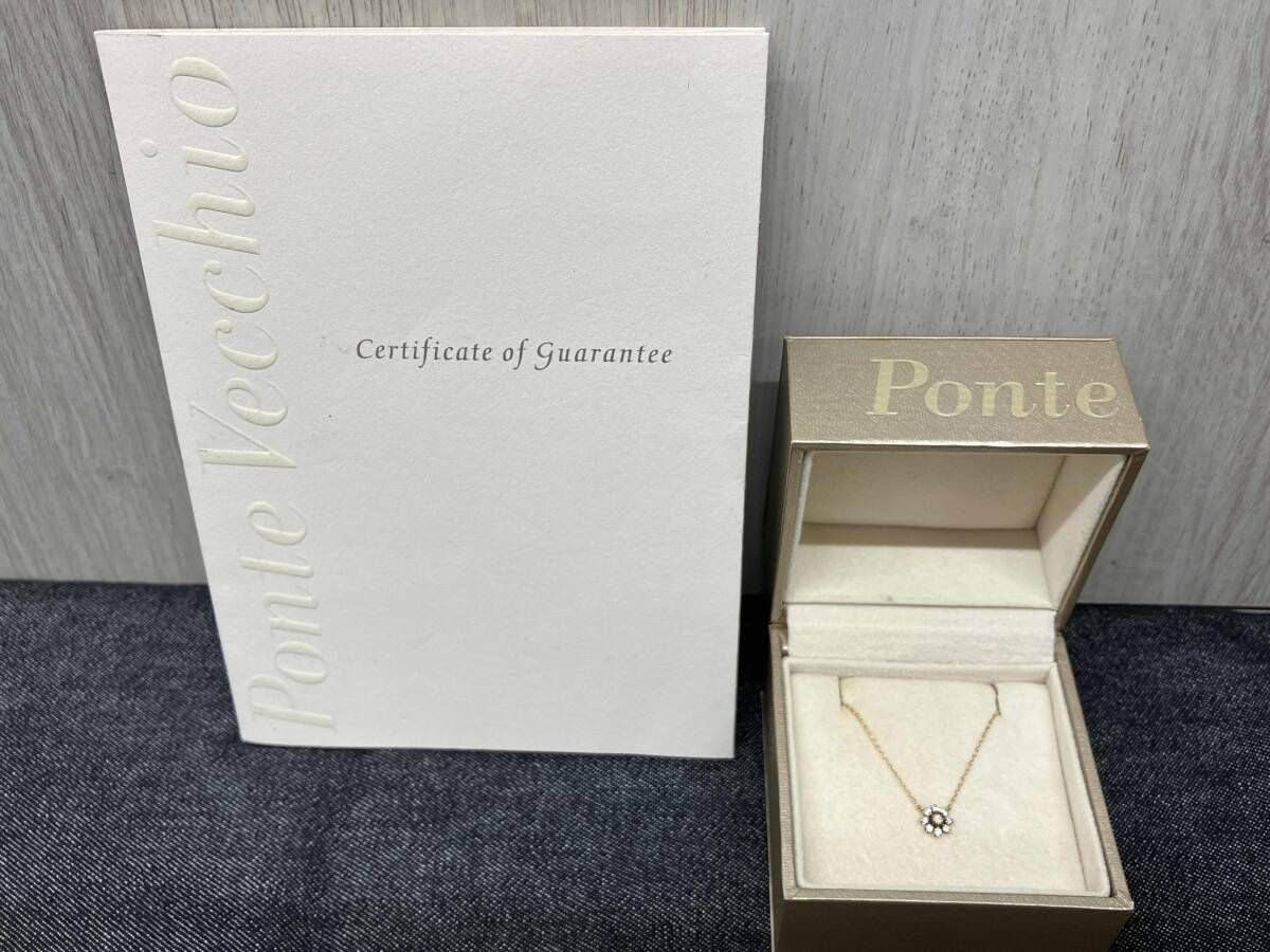 PONTE VECCHIO ネックレス K 10 ダイヤ0.08 ct 約40 cm 約0.8 g