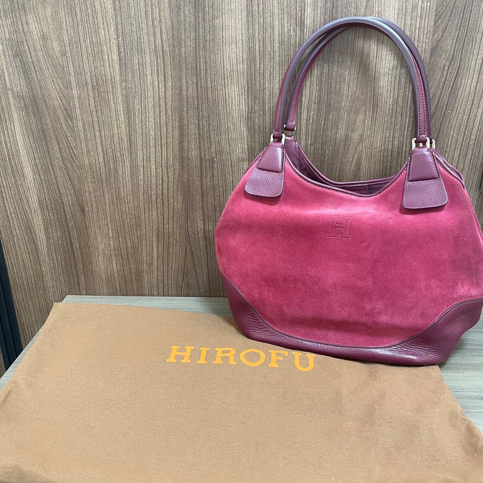 ★ HIROFU ヒロフ パープル スエード ショルダーバッグ トートバッグ ハンドバッグ 10973S 保存袋付