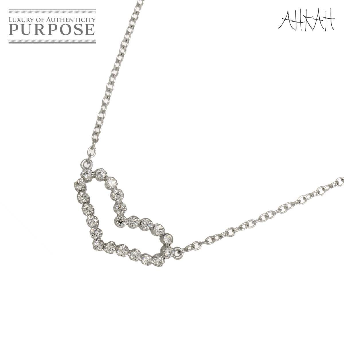 アーカー AHKAH ビリーブハート ダイヤ 0.13ct ネックレス 41cm K18 WG 